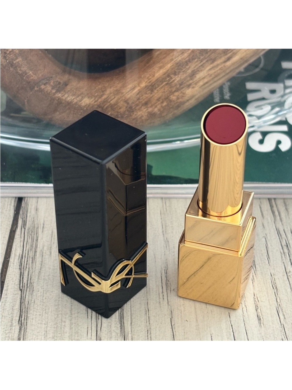Yves Saint Laurent Deep Red Lipstick in Gold & Black Case